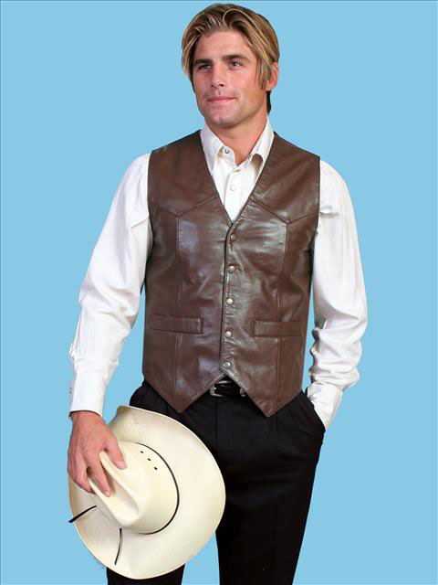 Men's Western-Style Leather Vest by Scully