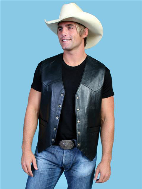 Men's Western-Style Leather Vest by Scully: click to enlarge