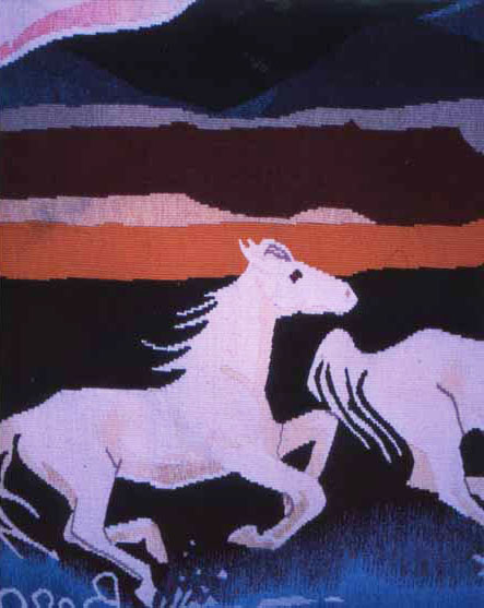 "Running Horses" Tapestry by Tina B. Woolley: click to enlarge