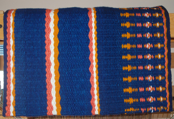 &quot;The Blue Moon&quot; Hand-woven saddle blanket made in our Santa Fe studio with our hand-dyed yarns
